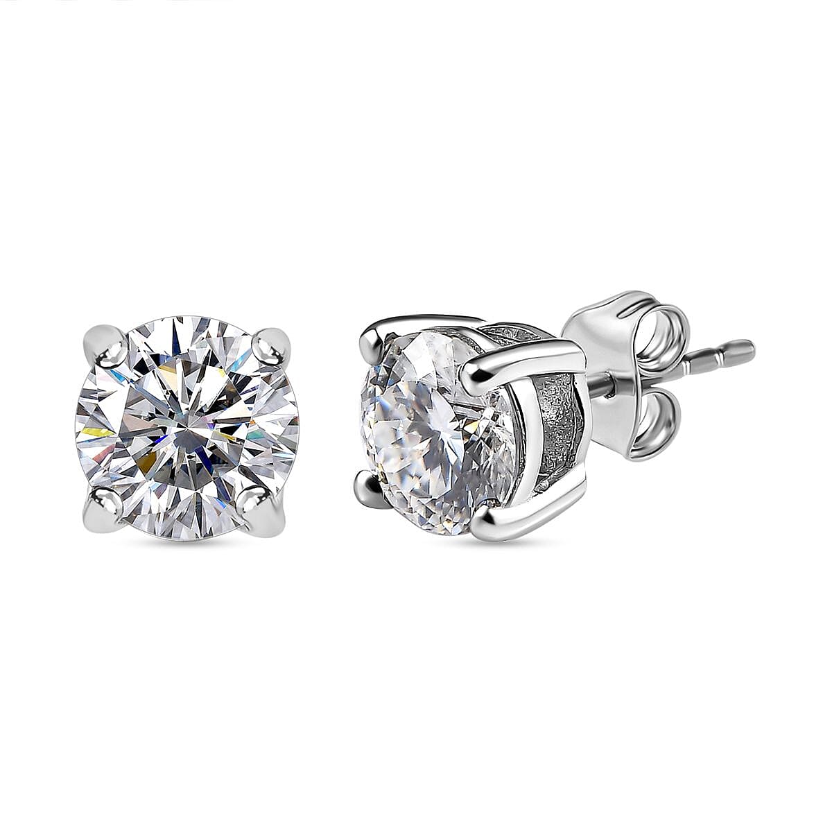 1.9 Ct. Moissanite Solitaire;Stud earring in Platinum Sterling Silver 7572819 0