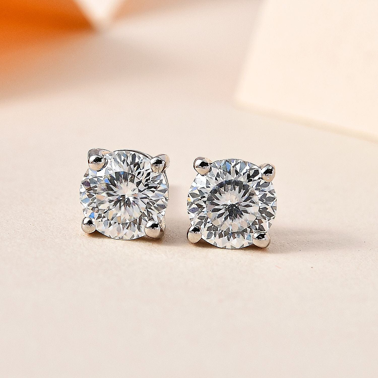1.9 Ct. Moissanite Solitaire;Stud earring in Platinum Sterling Silver 7572819 2