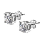 D'Joy Moissanite Stud Earrings with Push Back in Platinum Overlay Sterling Silver 2.00 Ct.