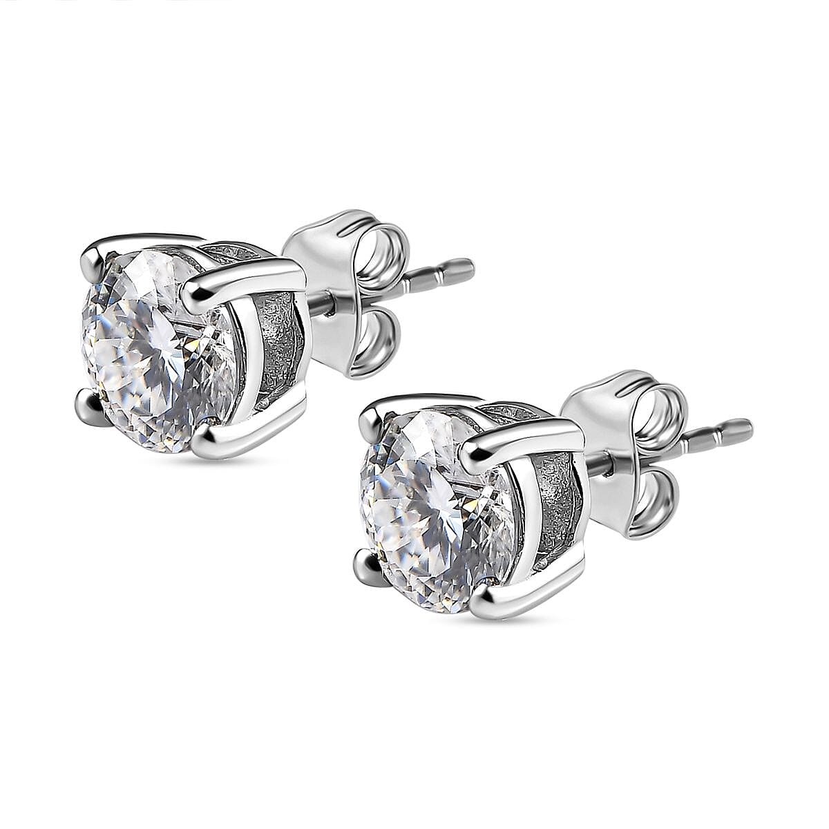 1.9 Ct. Moissanite Solitaire;Stud earring in Platinum Sterling Silver 7572819 4