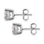 D'Joy Moissanite Stud Earrings with Push Back in Platinum Overlay Sterling Silver 2.00 Ct.