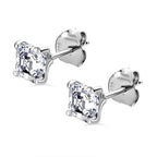 Moissanite (Asscher Cut) Stud Earrings (with Push Back) in Platinum Overlay Sterling Silver 2.44 Ct.