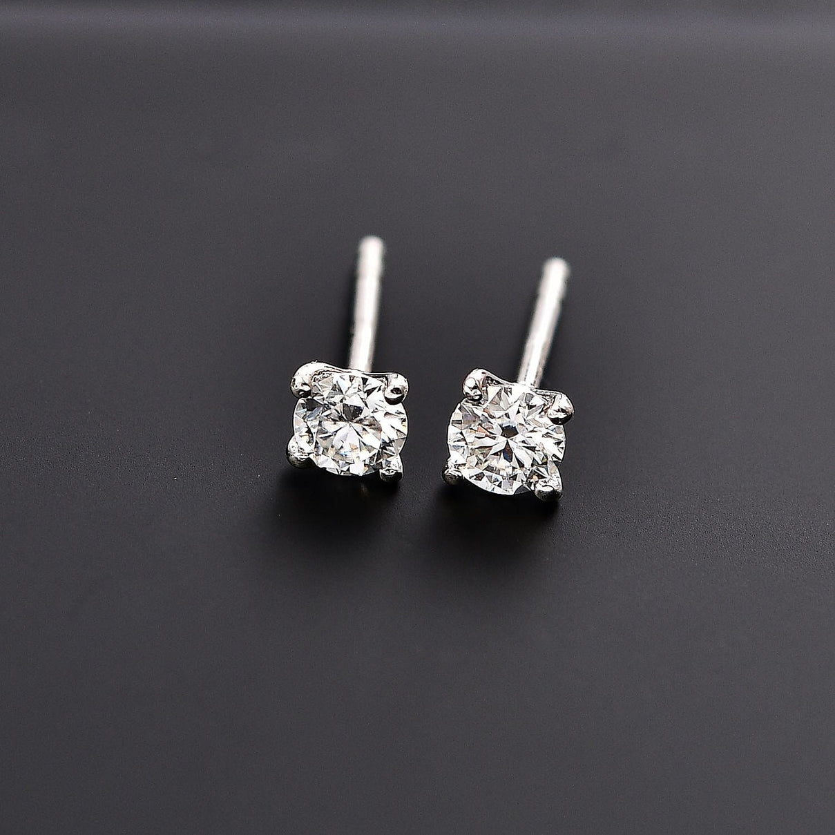 Moissanite Solitaire Stud Earrings in Rhodium Overlay Sterling Silver 8054181 1