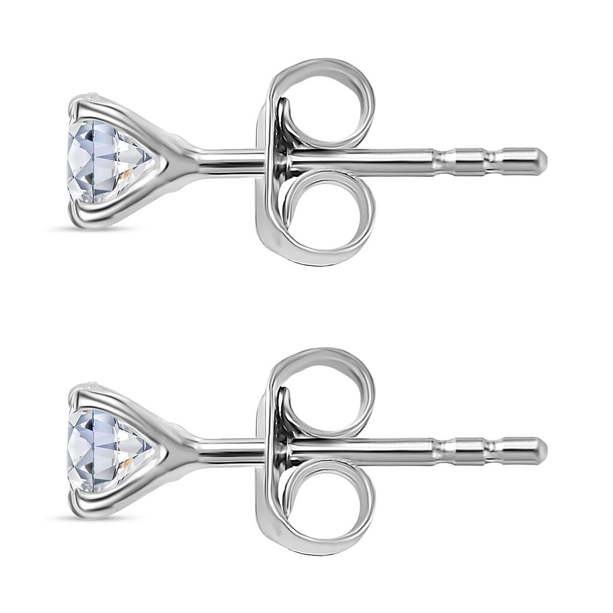 Moissanite Solitaire Stud Earrings in Rhodium Overlay Sterling Silver 8054181 3