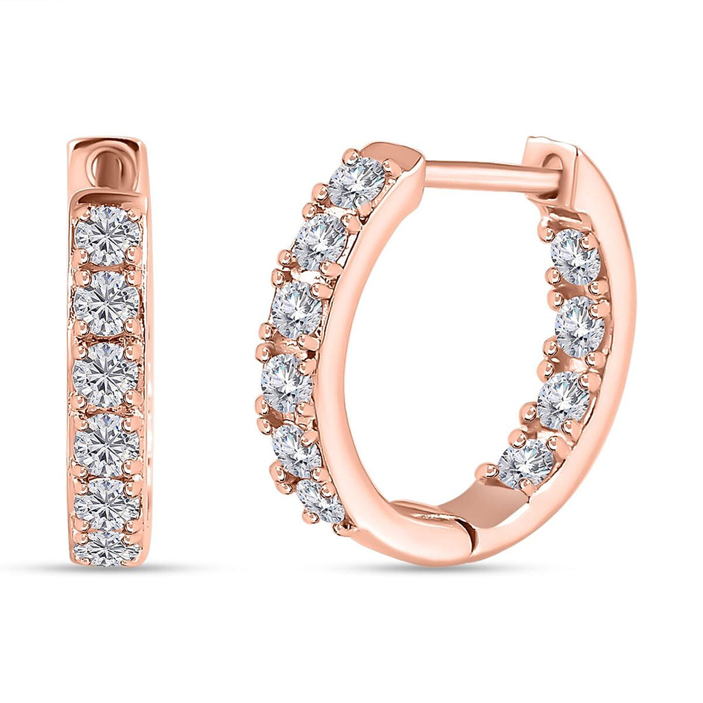 Moissanite Hoop Earrings in 18K Rose Gold Vermeil Plated Sterling Silver