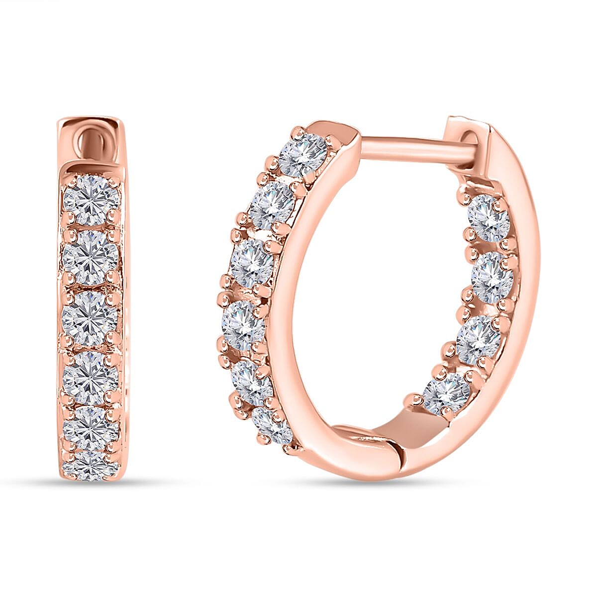 Moissanite Hoop Earring in 18K Vermeil Rose Gold Plated Sterling Silver 7489425 0