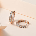 Moissanite Hoop Earrings in 18K Rose Gold Vermeil Plated Sterling Silver