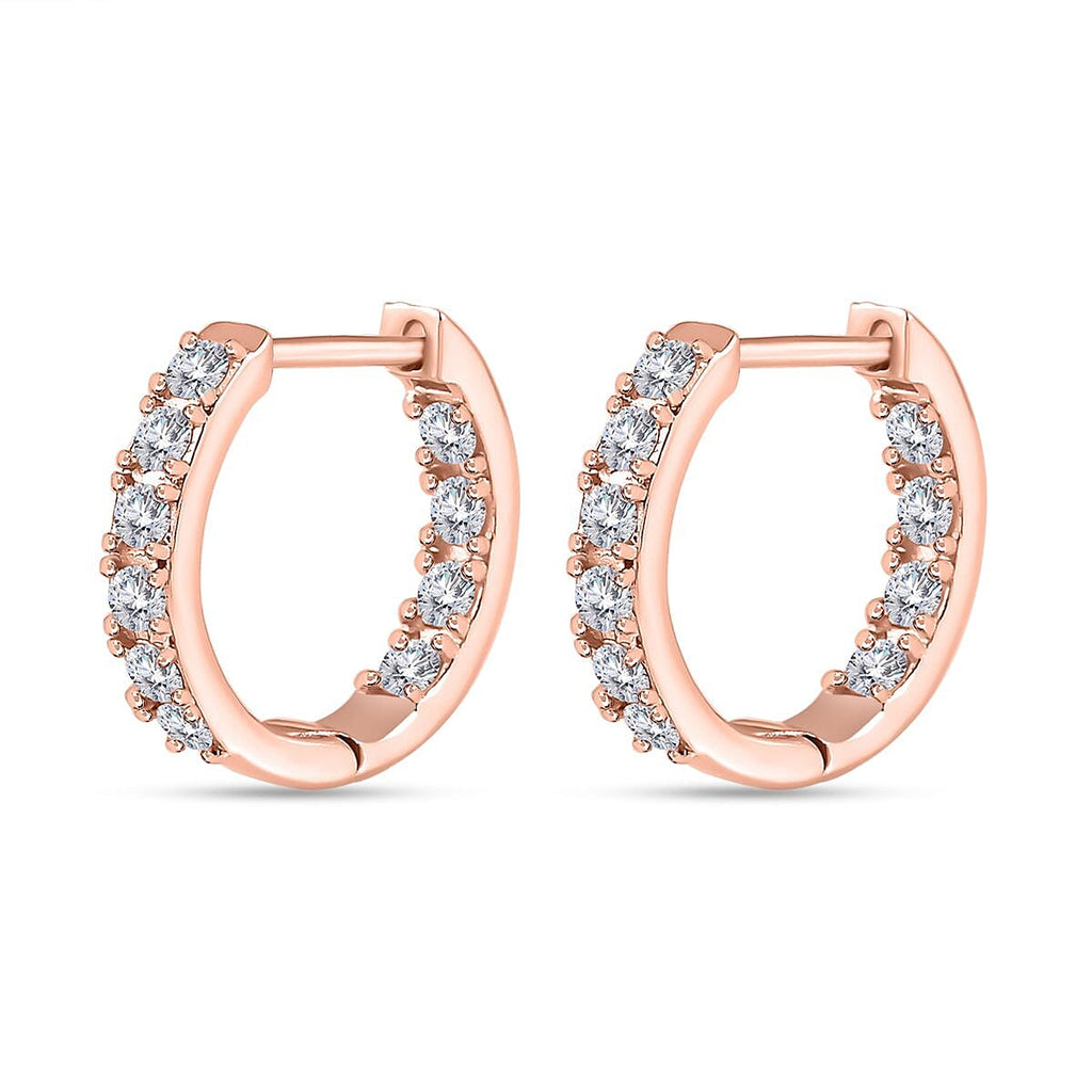 Moissanite Hoop Earrings in 18K Rose Gold Vermeil Plated Sterling Silver