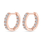 Moissanite Hoop Earrings in 18K Rose Gold Vermeil Plated Sterling Silver