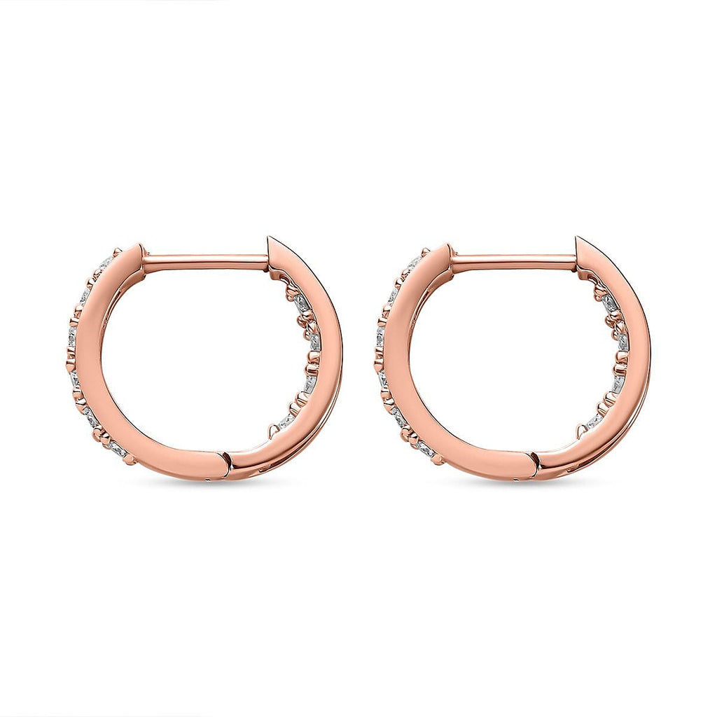 Moissanite Hoop Earrings in 18K Rose Gold Vermeil Plated Sterling Silver