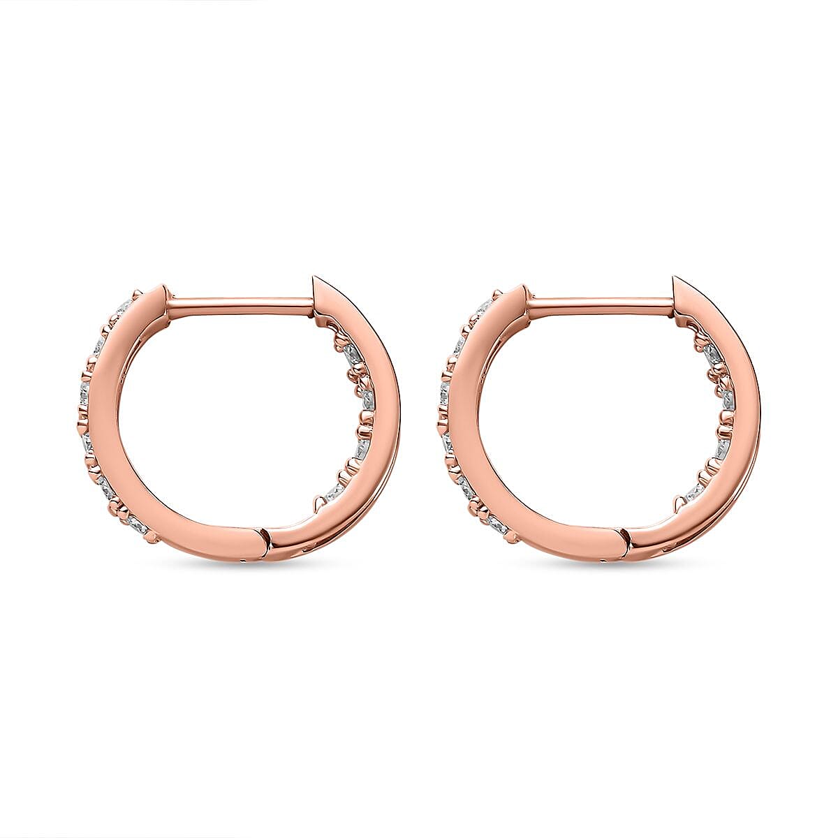 Moissanite Hoop Earring in 18K Vermeil Rose Gold Plated Sterling Silver 7489425 4
