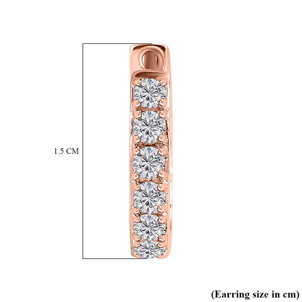 Moissanite Hoop Earrings in 18K Rose Gold Vermeil Plated Sterling Silver