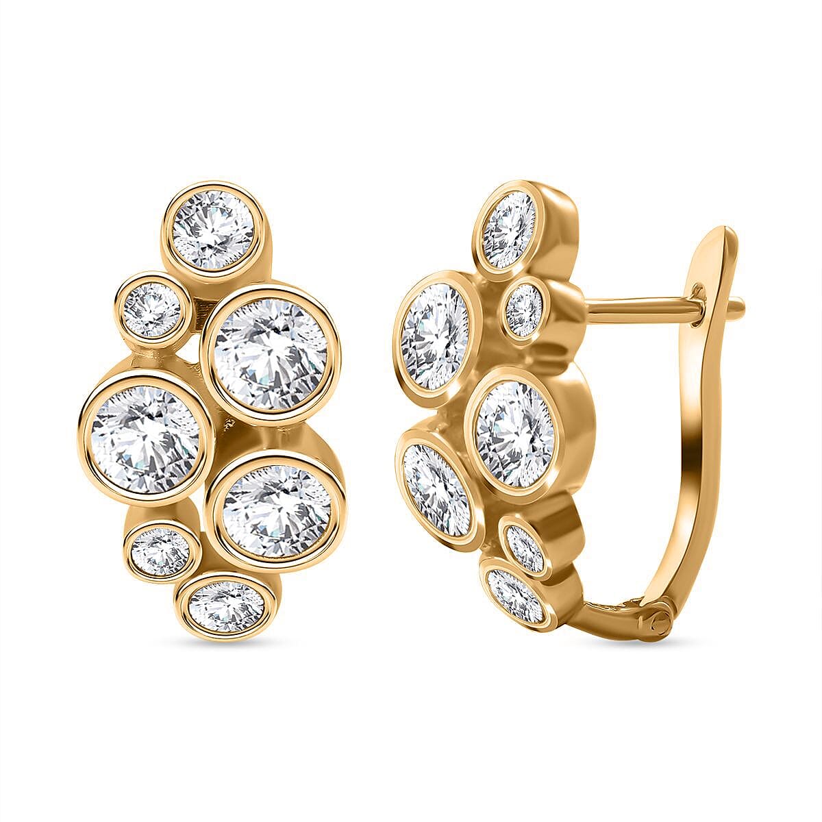 Designer Inspired - Moissanite Bubble Hoop Earrings in 18k Yellow Vermeil Sterling Silver 2.00 Ct. 7752745 0