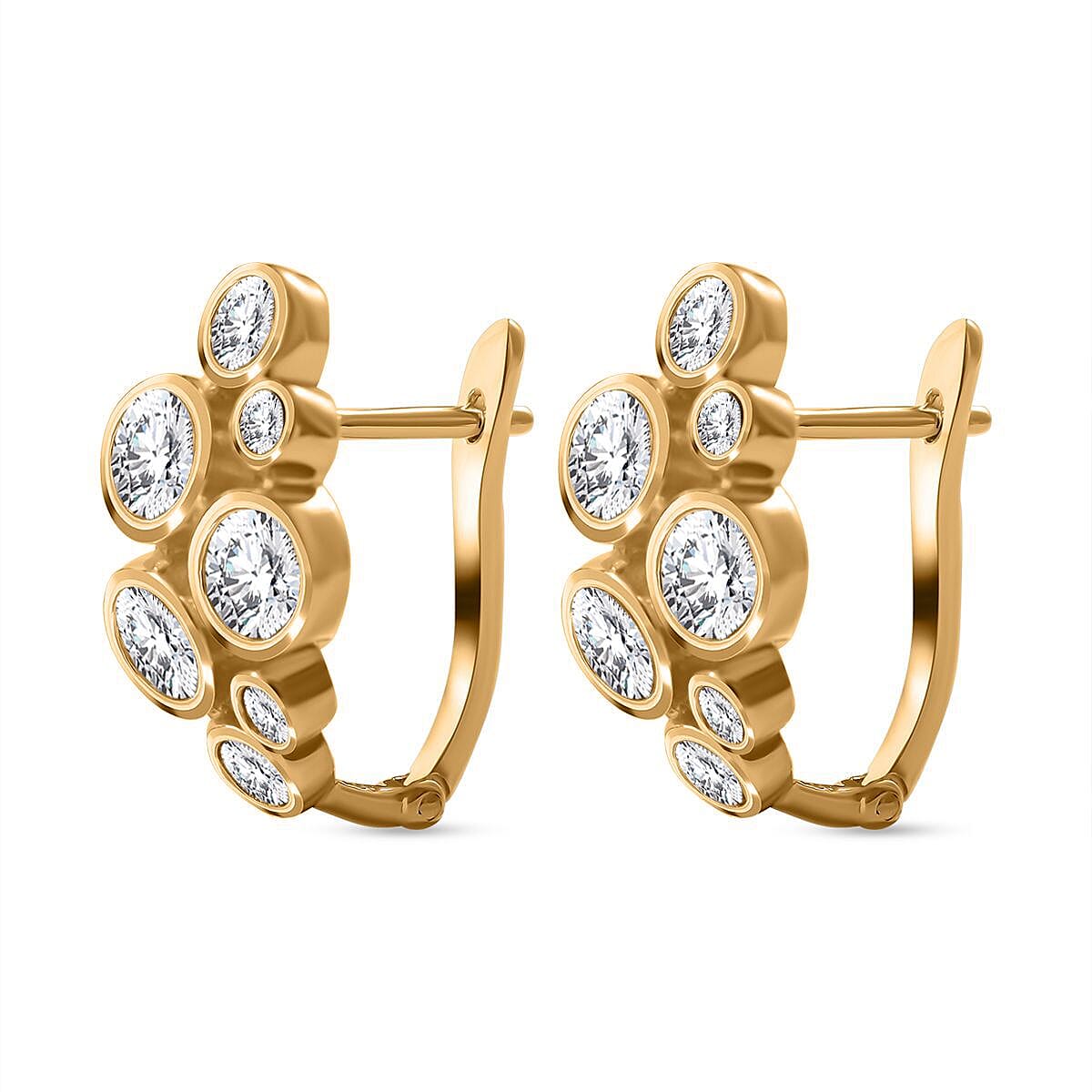 Designer Inspired - Moissanite Bubble Hoop Earrings in 18k Yellow Vermeil Sterling Silver 2.00 Ct. 7752745 3