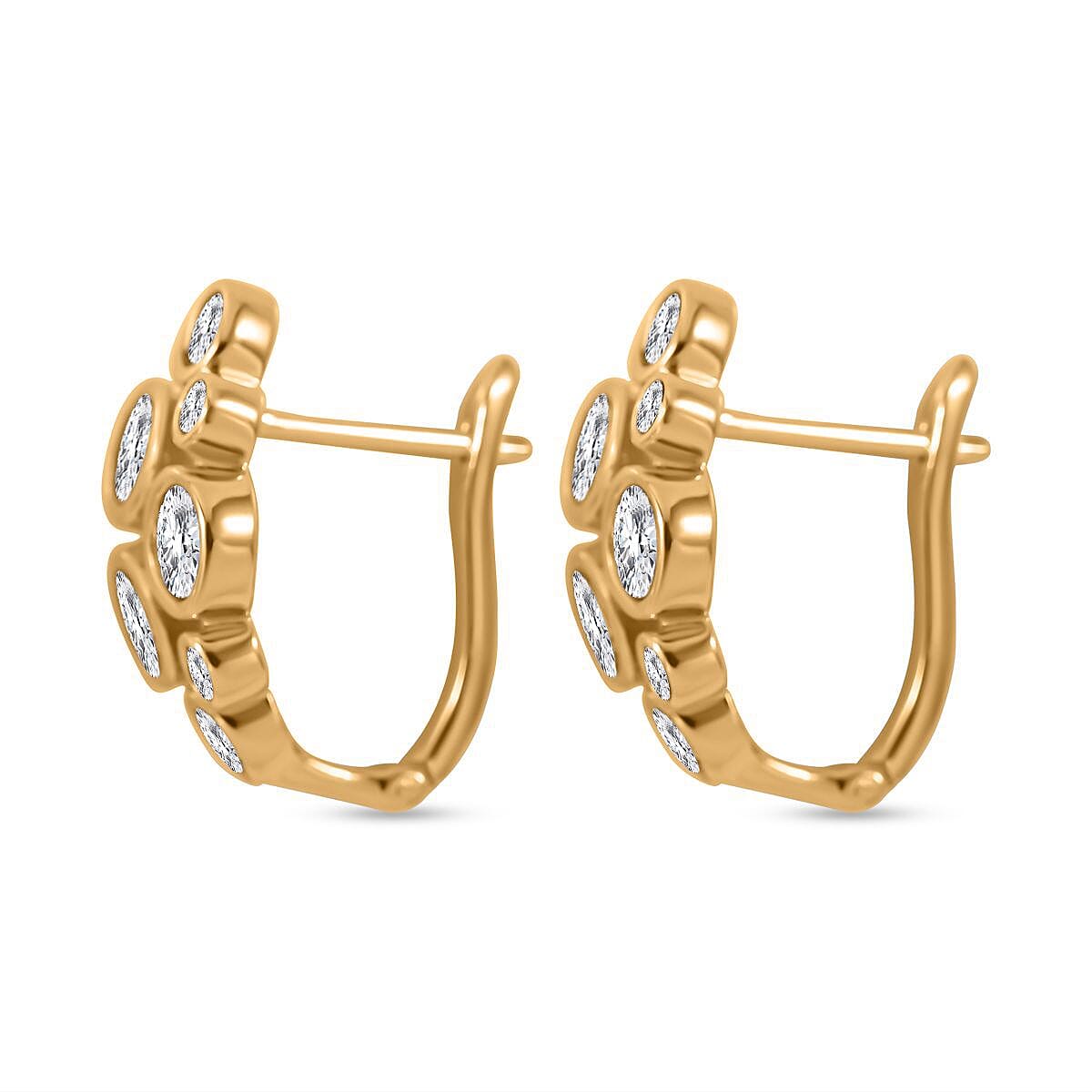 Designer Inspired - Moissanite Bubble Hoop Earrings in 18k Yellow Vermeil Sterling Silver 2.00 Ct. 7752745 4