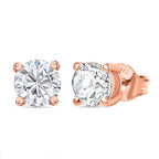 Royal Bali Collection - D'Joy Moissanite Solitaire Earring with Push Back in 18K Vermeil Rose Gold Plated Sterling Silver 1.88 Ct.