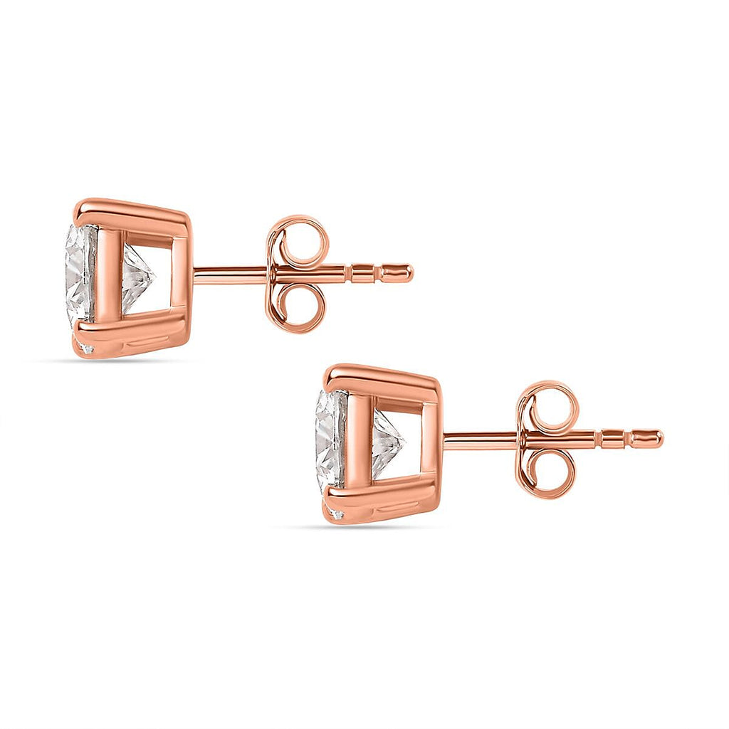 Royal Bali Collection - D'Joy Moissanite Solitaire Earring with Push Back in 18K Vermeil Rose Gold Plated Sterling Silver 1.88 Ct.