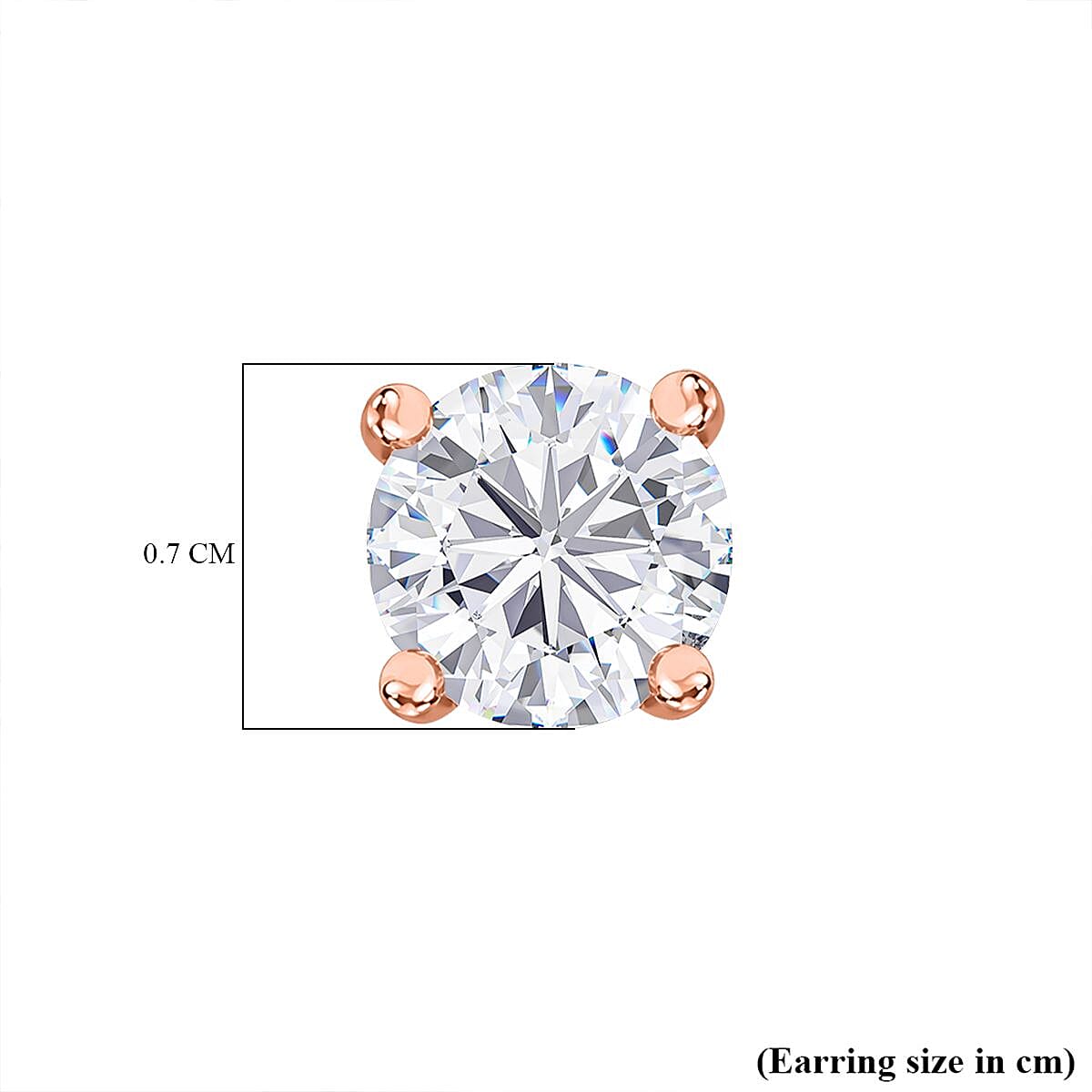 Moissanite Solitaire Stud Earrings with Push Back in 18K Vermeil Rose Gold Plated Sterling Silver 1. V32514363 5