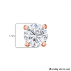 Royal Bali Collection - D'Joy Moissanite Solitaire Earring with Push Back in 18K Vermeil Rose Gold Plated Sterling Silver 1.88 Ct.