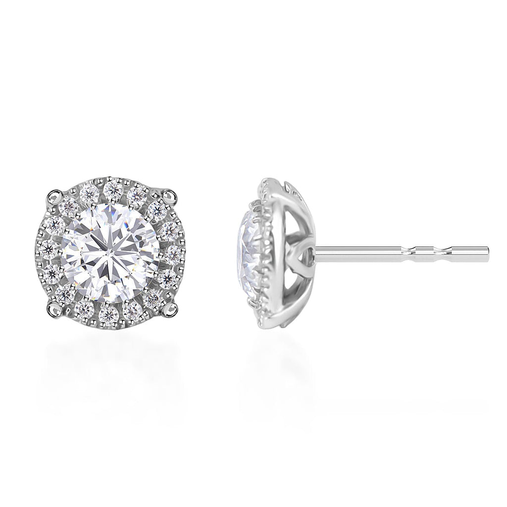Moissanite Earring with Push Back in Rhodium Overlay Sterling Silver 1.79 Ct.