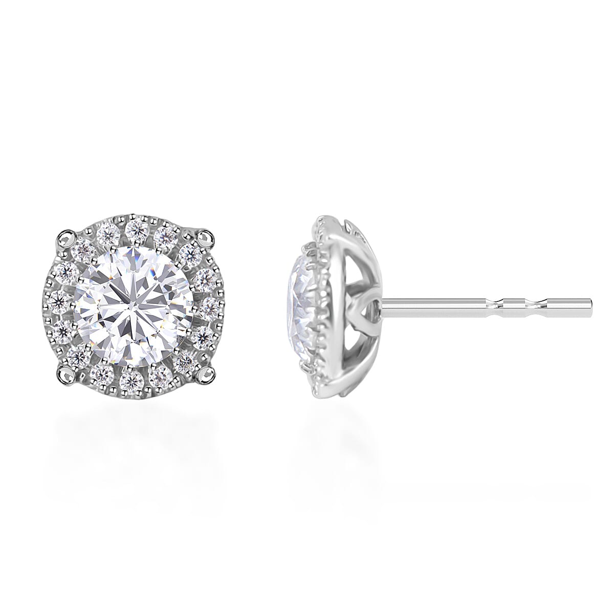 Moissanite Earring with Push Back in Rhodium Overlay Sterling Silver 1.79 Ct. 8070262 0