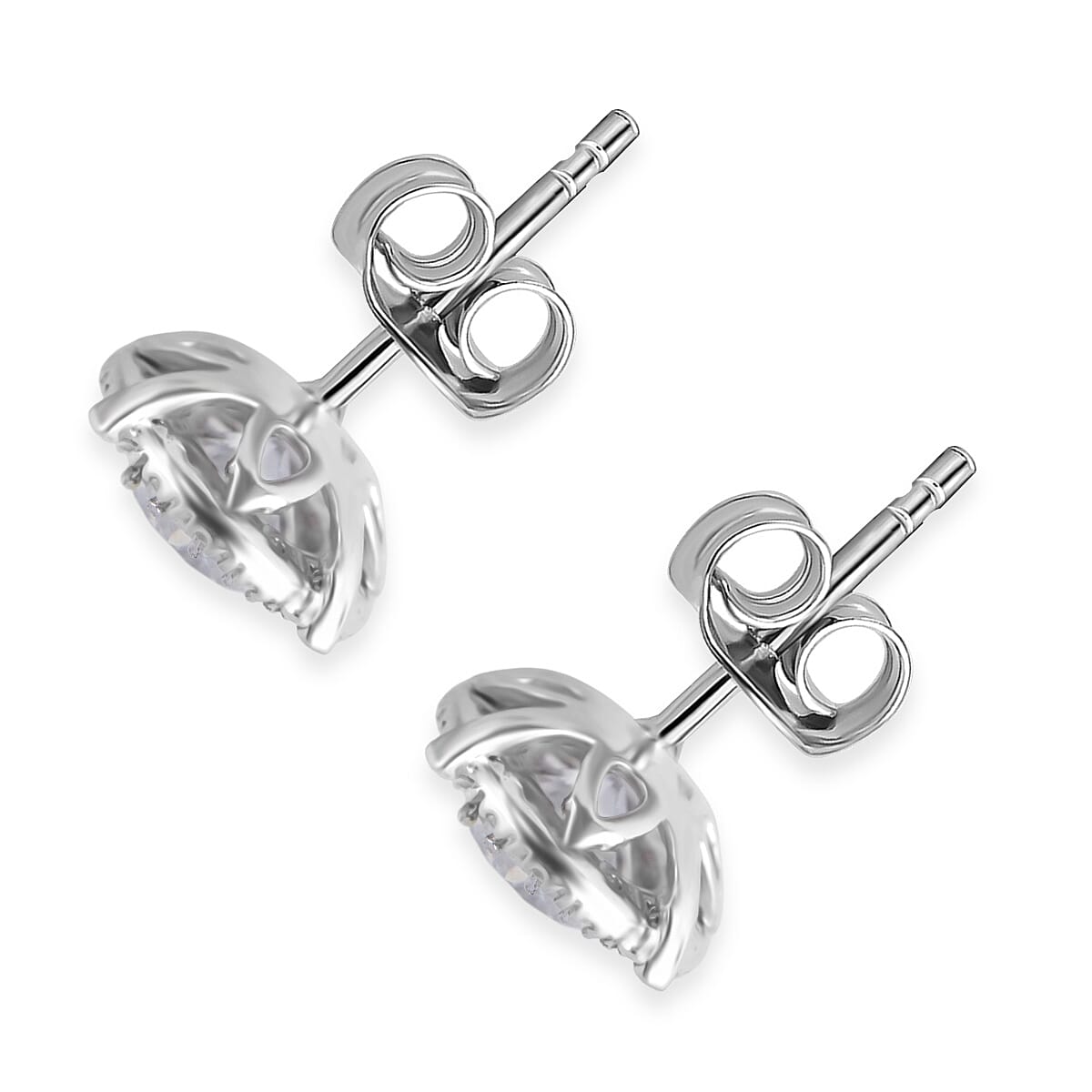 Moissanite Earring with Push Back in Rhodium Overlay Sterling Silver 1.79 Ct. 8070262 1