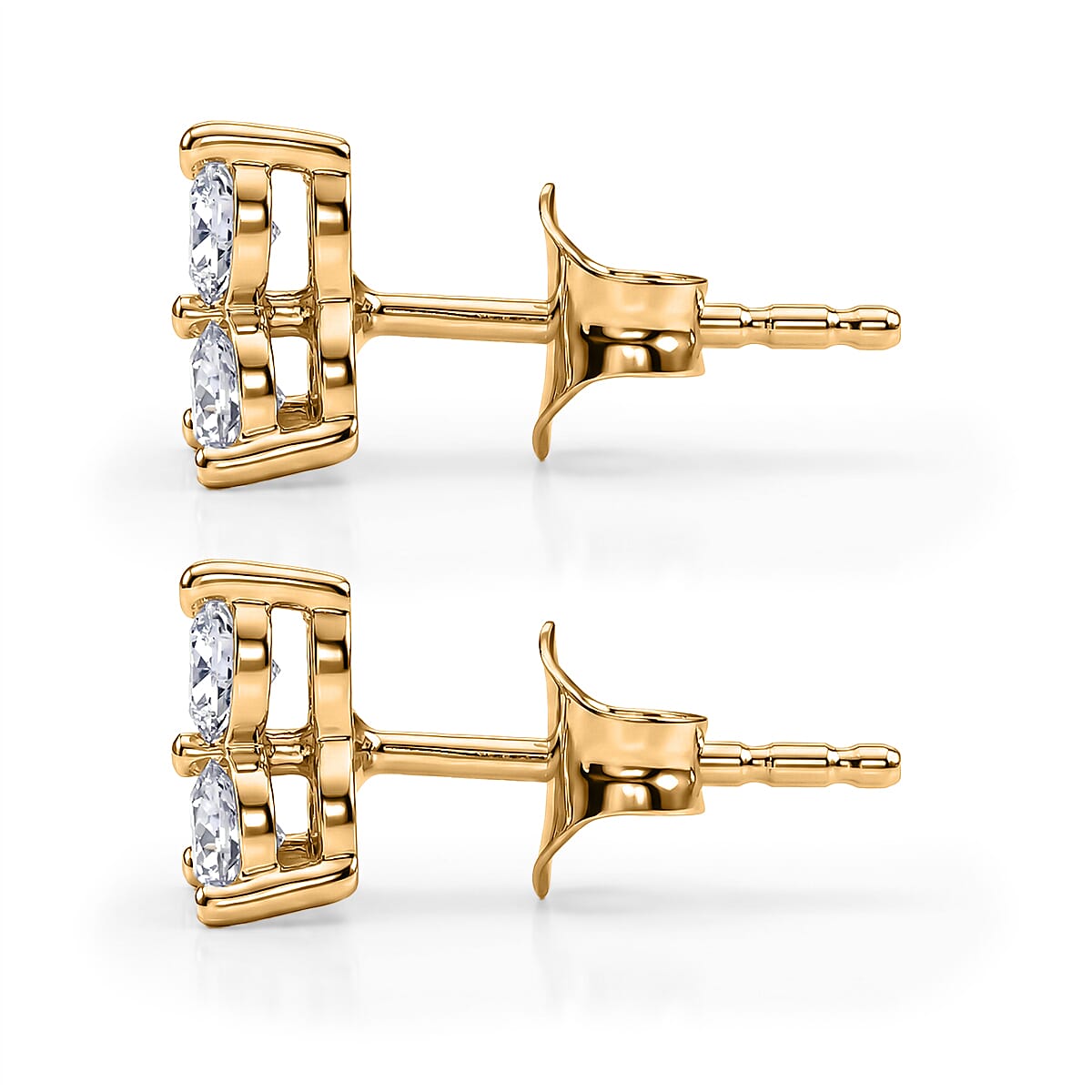 Moissanite Trilogy Cluster Stud Earring with Push Back in Yellow Gold Plated Sterling Silver 8418521 4
