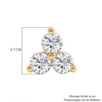 Moissanite Trilogy Cluster Stud Earring with Push Back in Yellow Gold Plated Sterling Silver