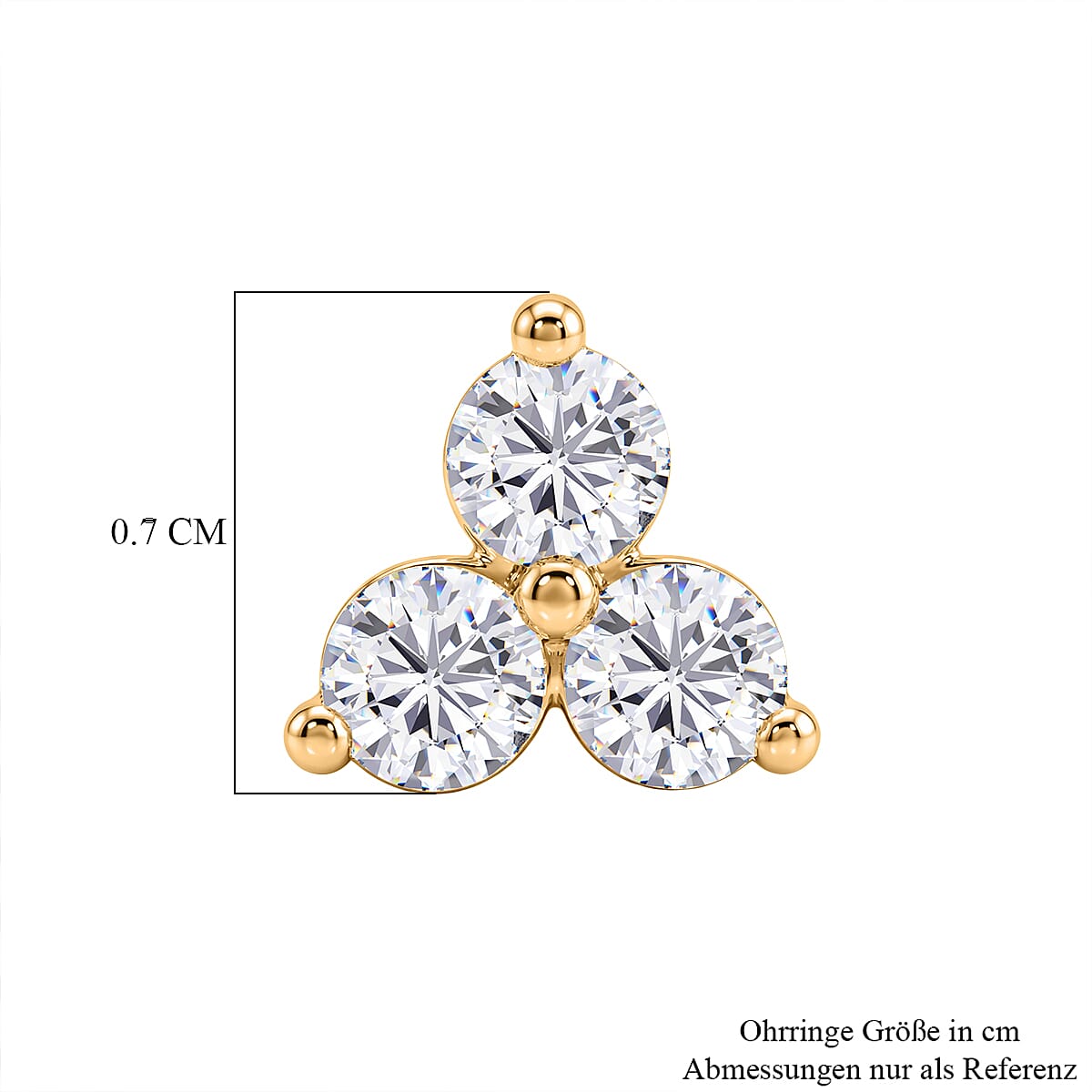Moissanite Trilogy Cluster Stud Earring with Push Back in Yellow Gold Plated Sterling Silver 8418521 5