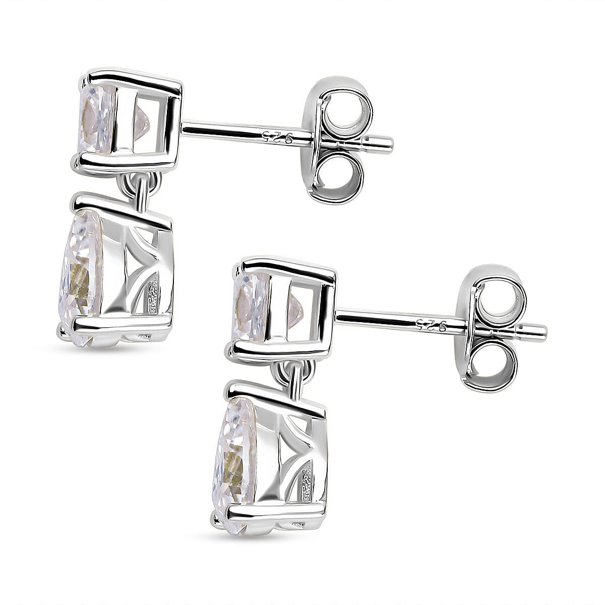 Moissanite Earrings (With Push Back) in Rhodium Overlay Sterling Silver 2.60 Ct. 7014067 4