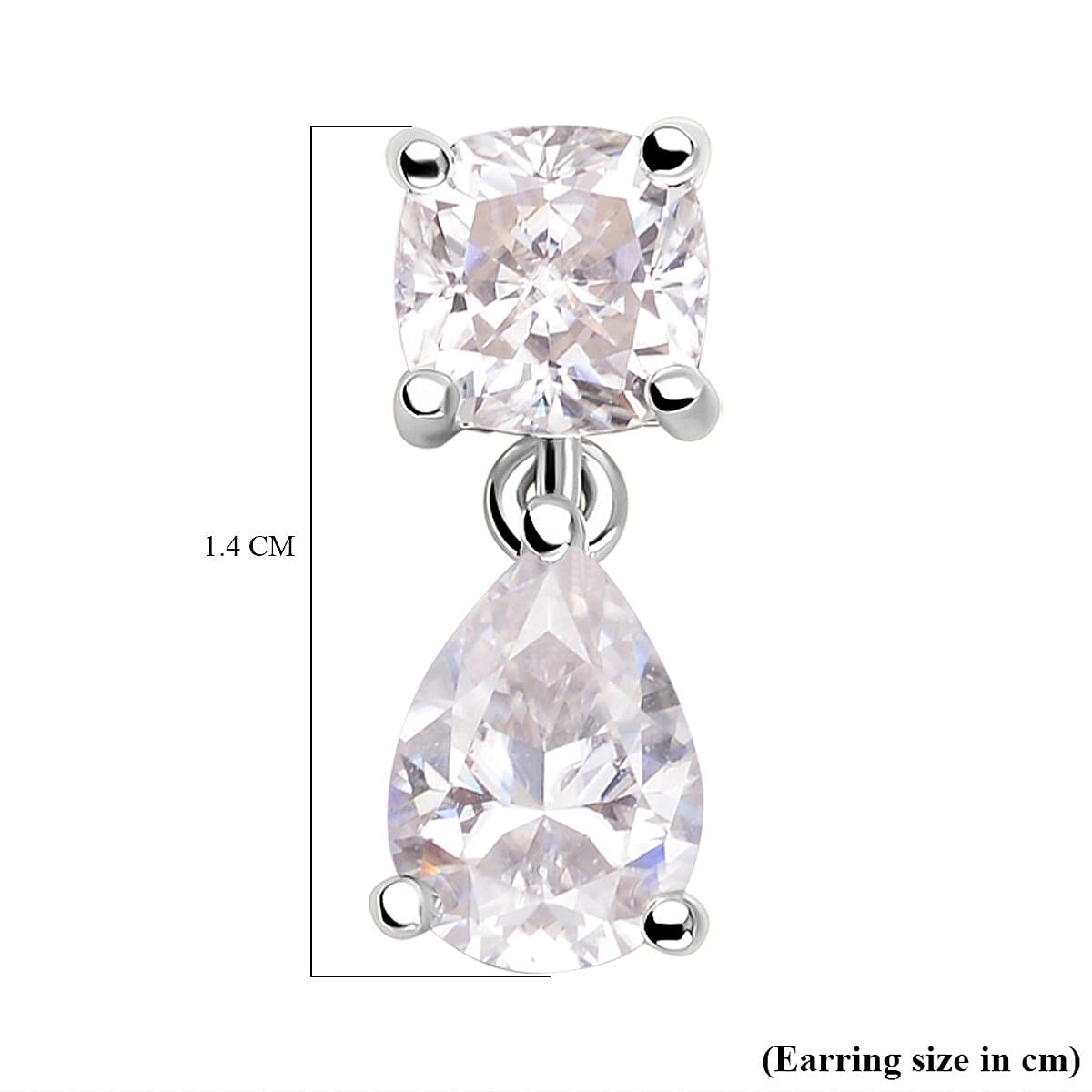 Moissanite Earrings (With Push Back) in Rhodium Overlay Sterling Silver 2.60 Ct. 7014067 5
