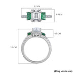 Moissanite & Emerald Ring in Rhodium Overlay Sterling Silver 2.26 Ct