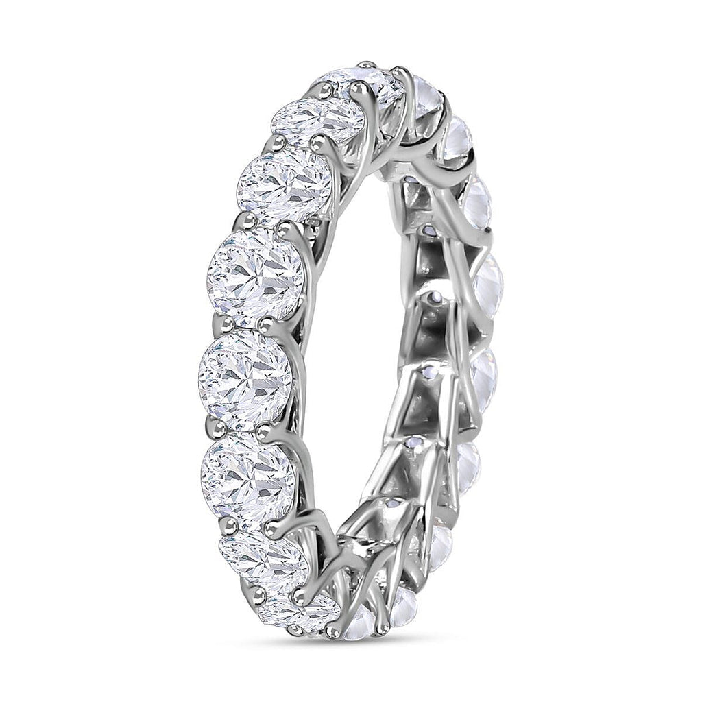 Moissanite Eternity Band Ring in Platinum Overlay Sterling Silver 4.03 Ct.