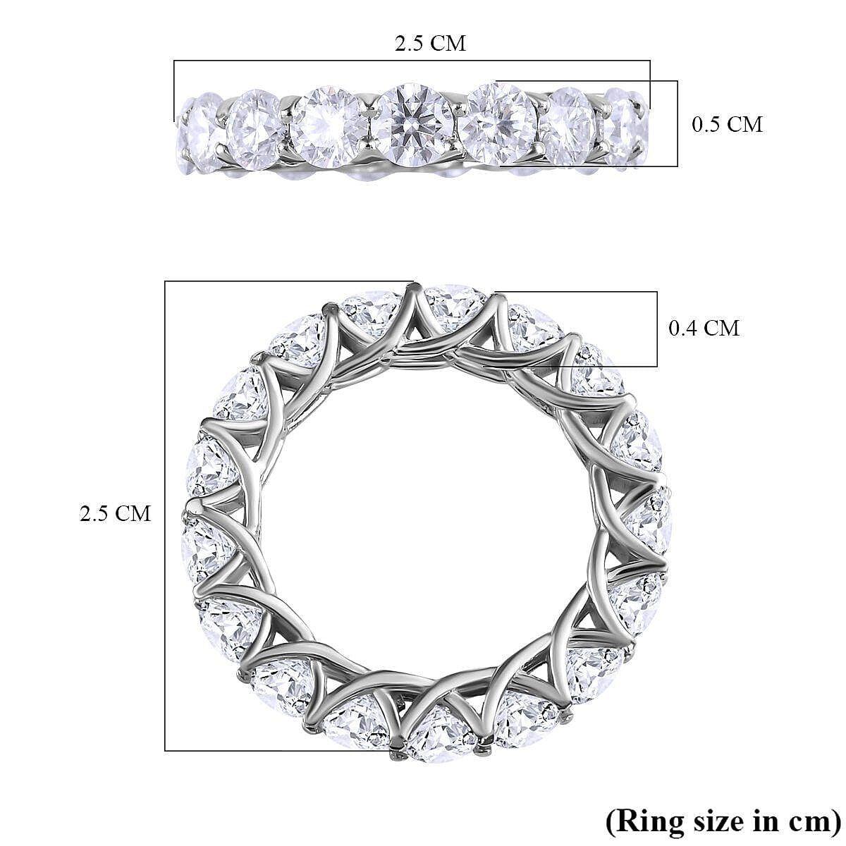 Moissanite Eternity Wedding Band Ring in Platinum Overlay Sterling Silver 4.03 Ct. 7267656 10