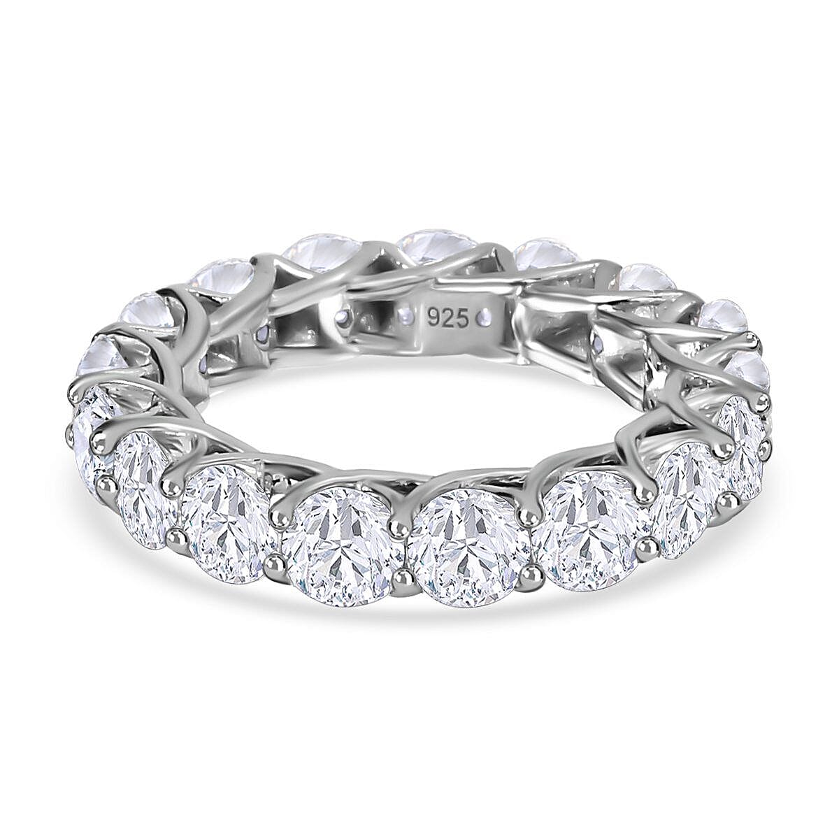 Moissanite Eternity Band Ring in Platinum Overlay Sterling Silver 4.03 Ct. 7267659 9