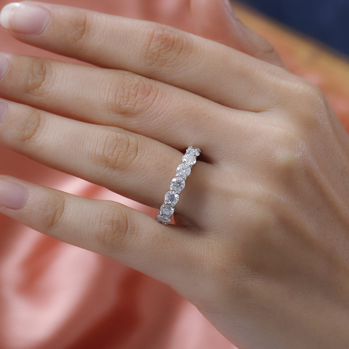 Moissanite Eternity Wedding Band Ring in Platinum Overlay Sterling Silver 4.03 Ct. 7267656 5