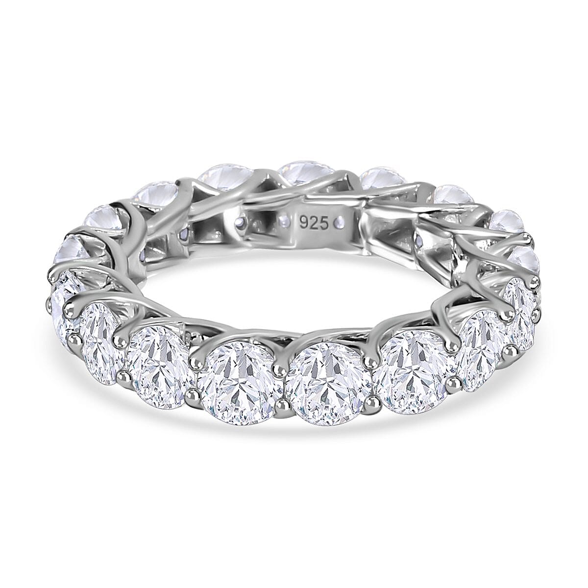 Moissanite Eternity Wedding Band Ring in Platinum Overlay Sterling Silver 4.03 Ct. 7267656 9