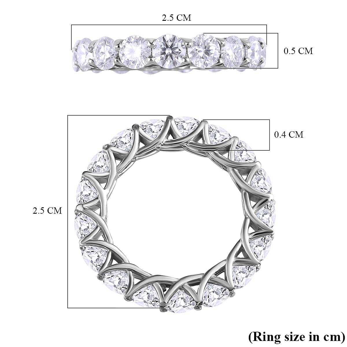 Moissanite Eternity Wedding Band Ring in Platinum Overlay Sterling Silver 4.03 Ct. 7267656 11