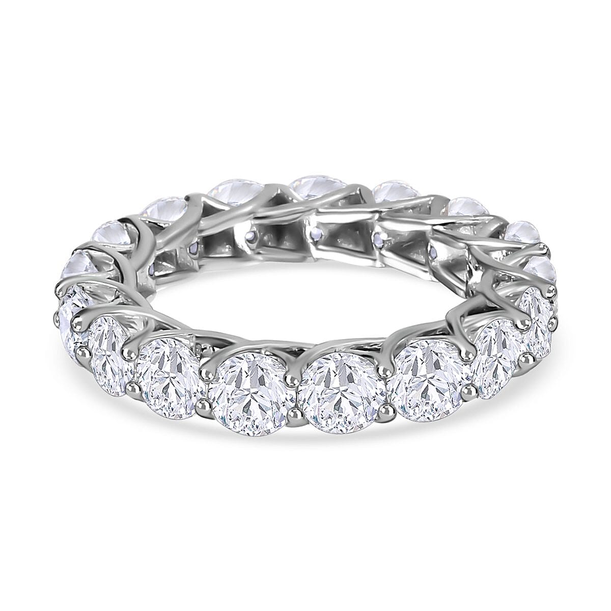 Moissanite Eternity Band Ring in Platinum Overlay Sterling Silver 4.03 Ct. 7267659 2
