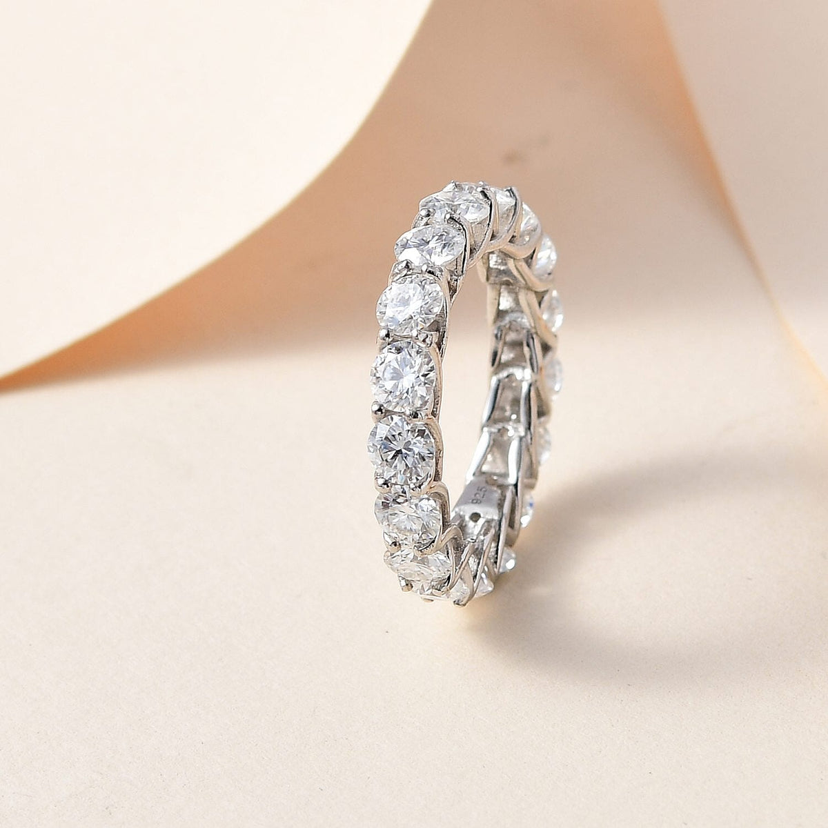 Moissanite Eternity Band Ring in Platinum Overlay Sterling Silver 4.03 Ct. 7267659 4