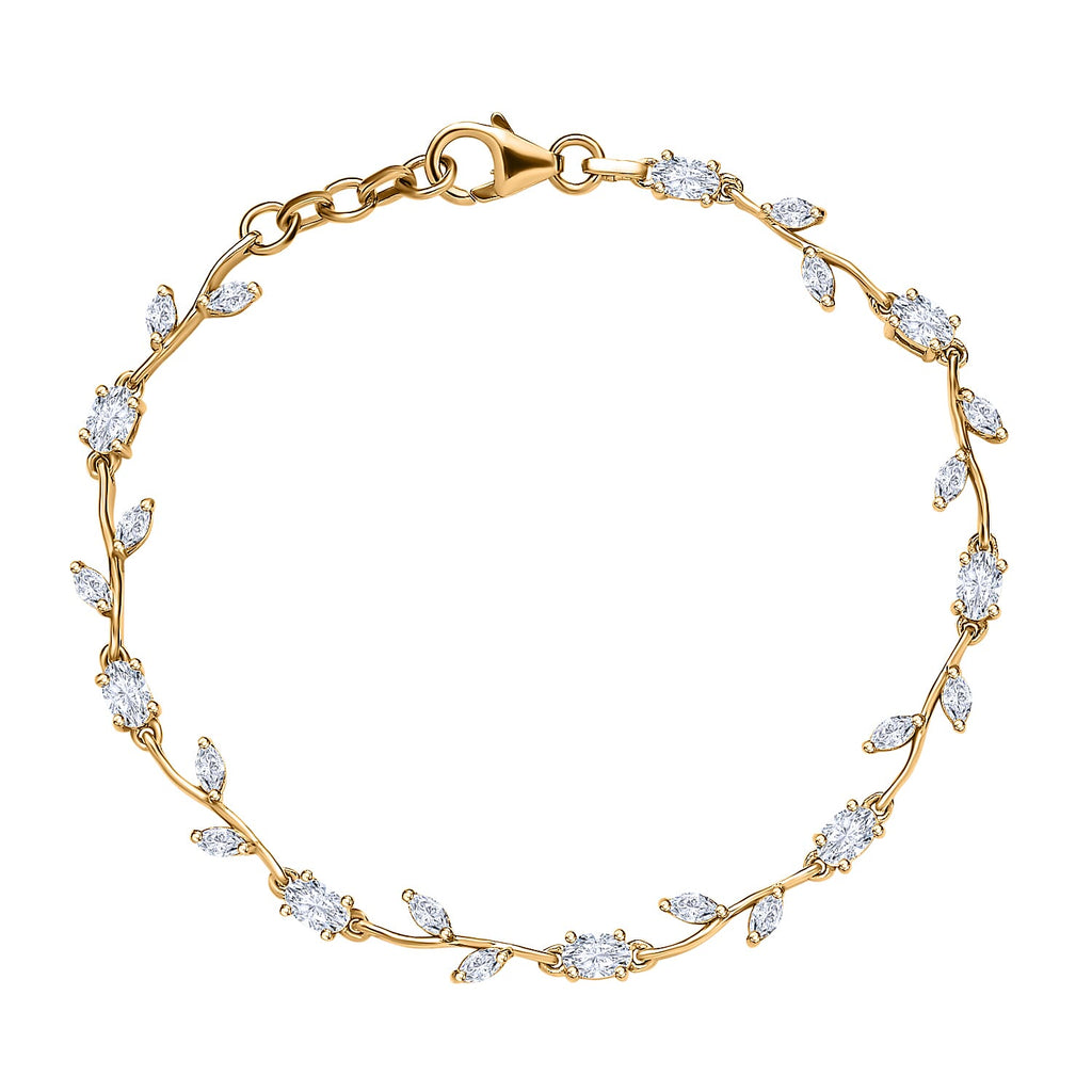Moissanite Fancy Bracelet With Lobaster Clasp (Size - 7.5) in 18K Vermeil Yellow Gold Plated Sterling Silver 3.02 Ct
