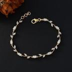 Moissanite Fancy Bracelet With Lobaster Clasp (Size - 7.5) in 18K Vermeil Yellow Gold Plated Sterling Silver 3.02 Ct