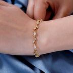 Moissanite Fancy Bracelet With Lobaster Clasp (Size - 7.5) in 18K Vermeil Yellow Gold Plated Sterling Silver 3.02 Ct