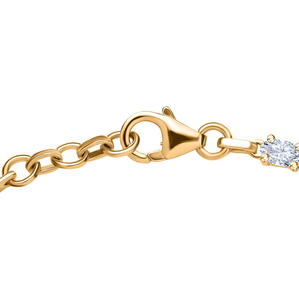Moissanite Fancy Bracelet With Lobaster Clasp (Size - 7.5) in 18K Vermeil Yellow Gold Plated Sterling Silver 3.02 Ct