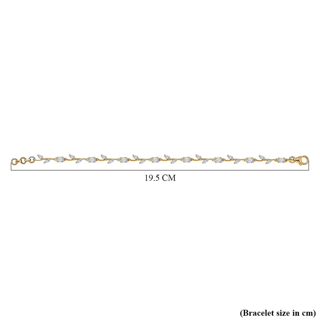 Moissanite Fancy Bracelet With Lobaster Clasp (Size - 7.5) in 18K Vermeil Yellow Gold Plated Sterling Silver 3.02 Ct