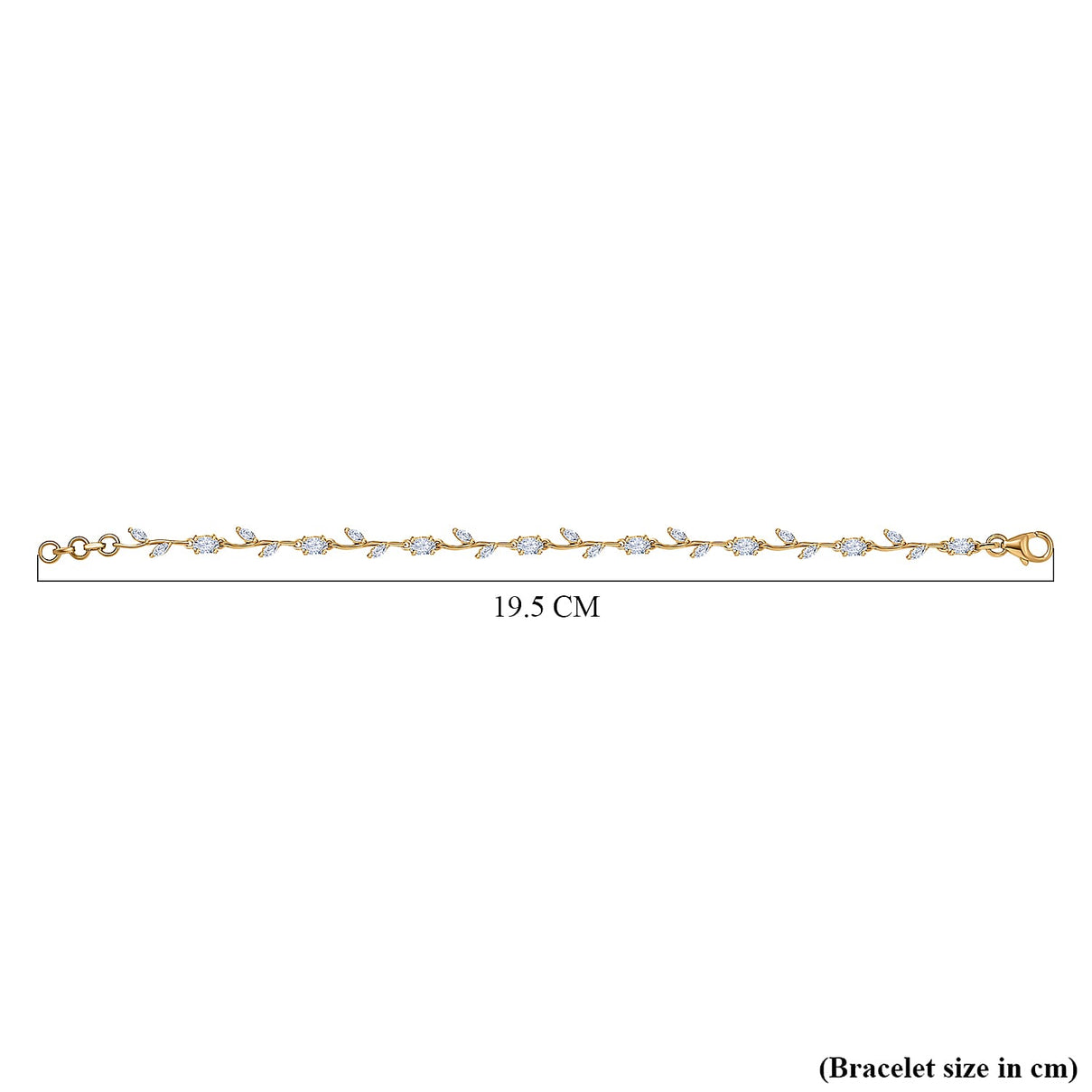 Moissanite Leafy Vine Bracelet With Lobster Clasp (Size - 7.5) in 18K Vermeil Yellow Gold Plated Sterling Silver 7853096 5