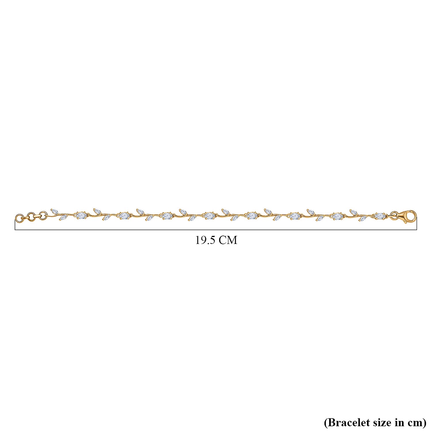 Moissanite Leafy Vine Bracelet With Lobster Clasp (Size - 7.5) in 18K Vermeil Yellow Gold Plated Sterling Silver 7853096 5