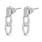 Moissanite Earrings (with Push Back) in Platinum Overlay Sterling Silver