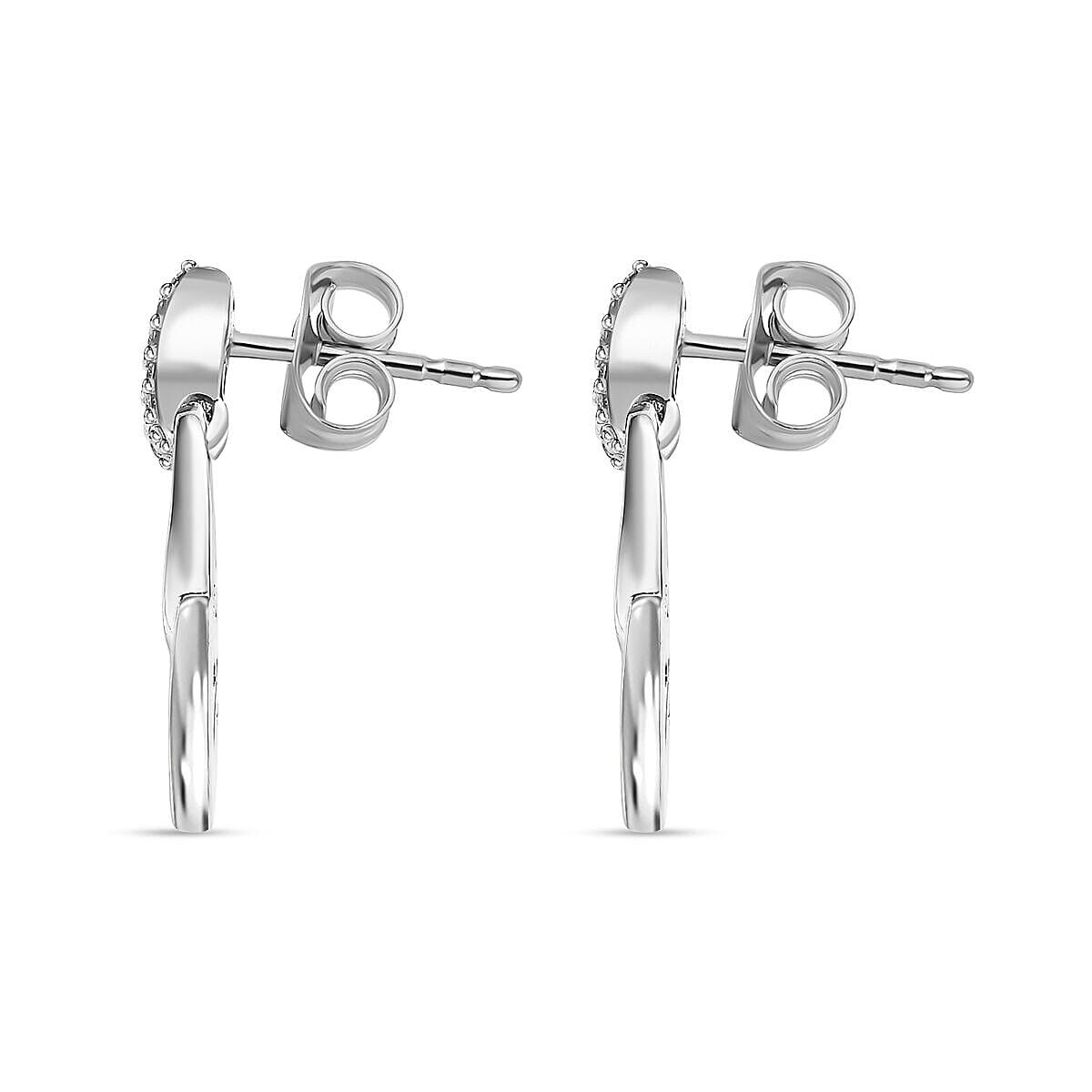 Moissanite Earrings (with Push Back) in Platinum Overlay Sterling Silver 7461250 5