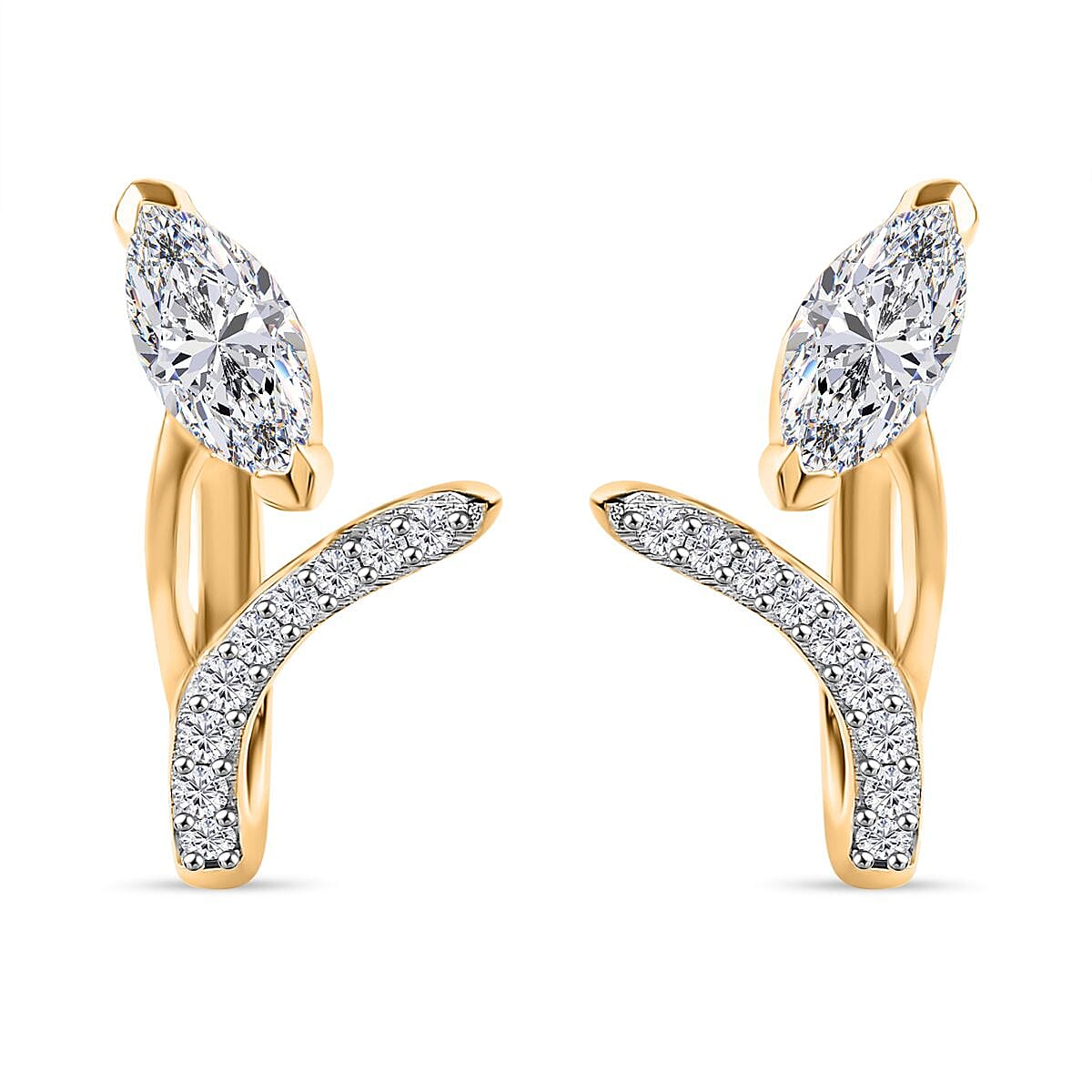 Moissanite Layering Earrings in 18K Yellow Gold Vermeil Plated Sterling Silver 7833352 0